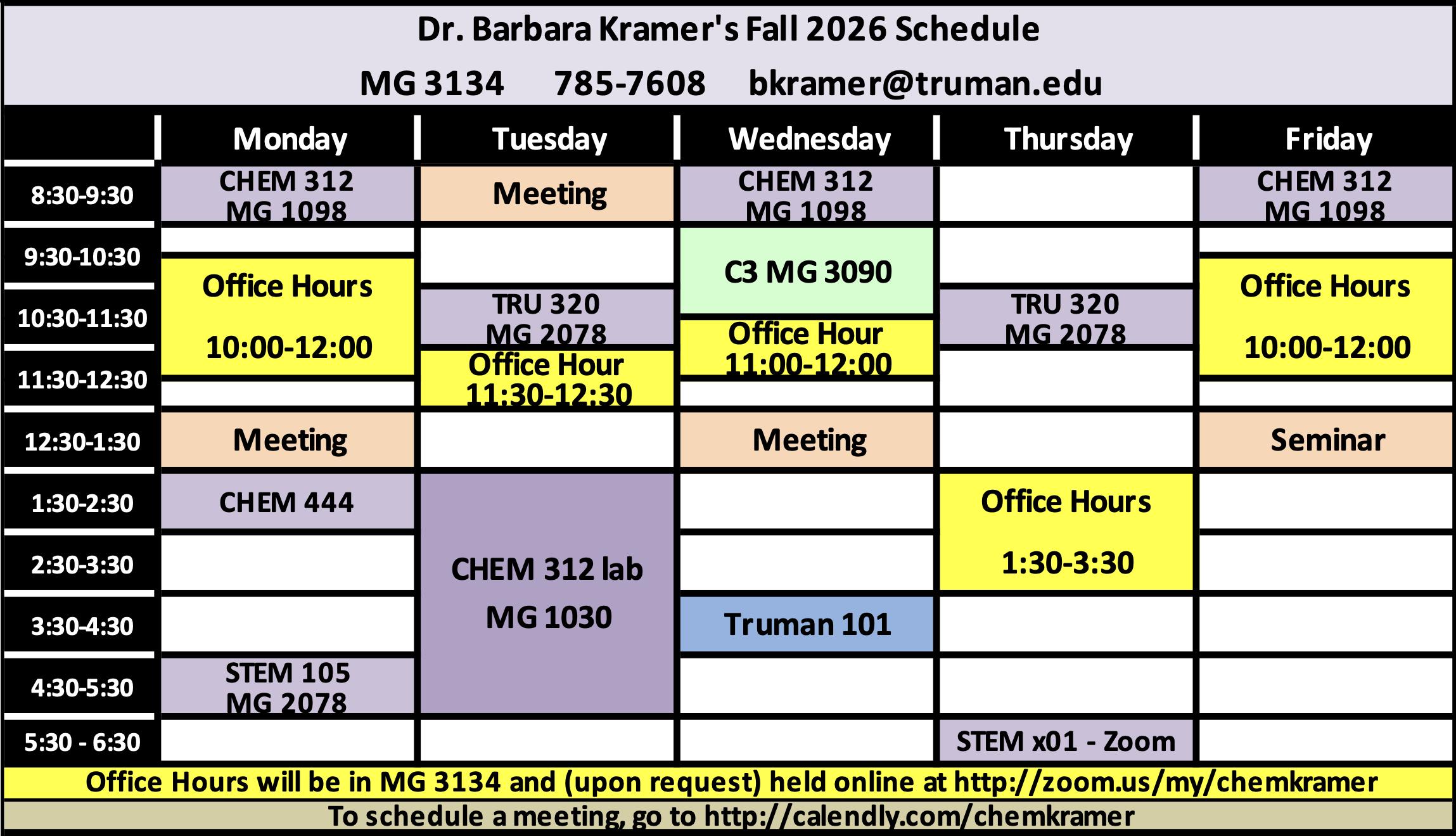 overall schedule with office hours as described above